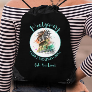 Summer Family Vacation Drawstring Bag