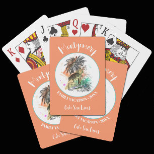 Summer Family Vacation Orange Poker Cards
