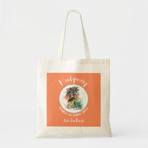 Summer Family Vacation Orange Tote Bag