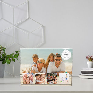 Summer family vacation photo collage block