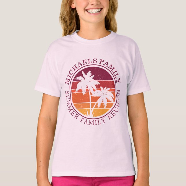 Summer Family Vacation Sunset Palm Tree Cute T-Shirt (Front)