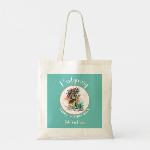 Summer Family Vacation Turquoise Tote Bag