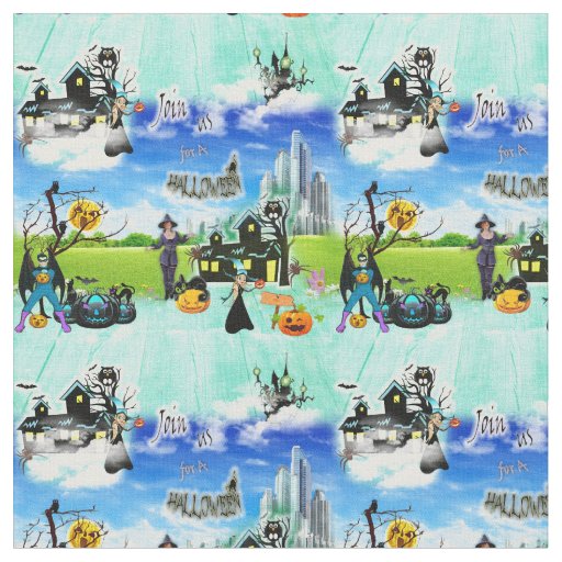 Summer Fantasy Halloween invitation repeat  Fabric