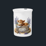 Summer Farm Baby Cow Beverage Pitcher<br><div class="desc">Pitcher is shown with a cute summer farm baby cow print. 
Customize this item or buy as is.



Licensed Image</div>