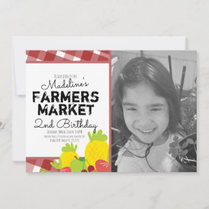 Summer Farmers Market Vegetables Birthday Photo Invitation