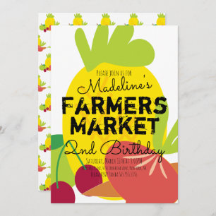 Summer Farmers Market Vegetables Fruits Invitation