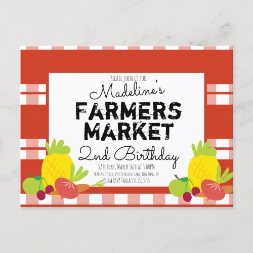 Summer Farmers Market Vegetables Picnic Birthday   Postcard