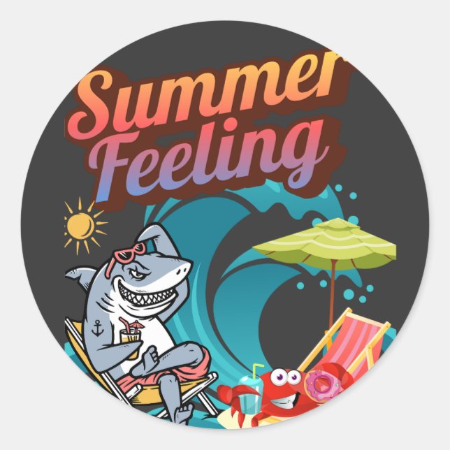 summer feeling classic round sticker (Front)