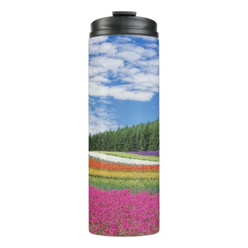 Summer Field Rows of Flowers Thermal Tumbler