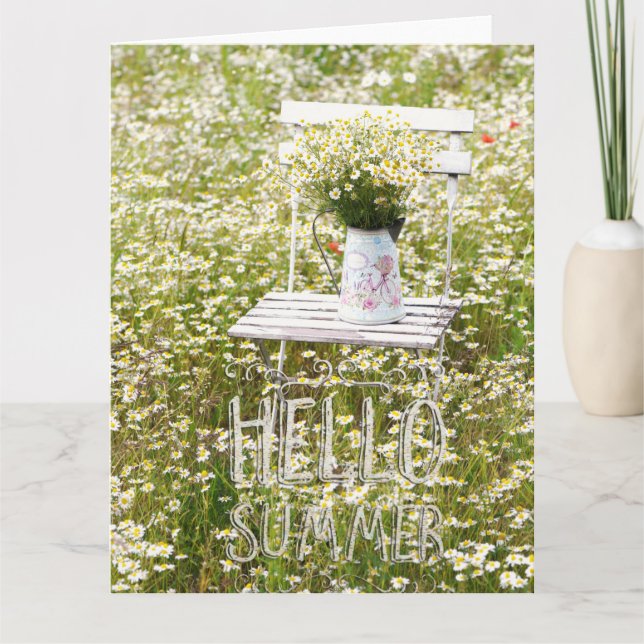 Summer Field Wild Flowers Daisies + Text Card (Front)