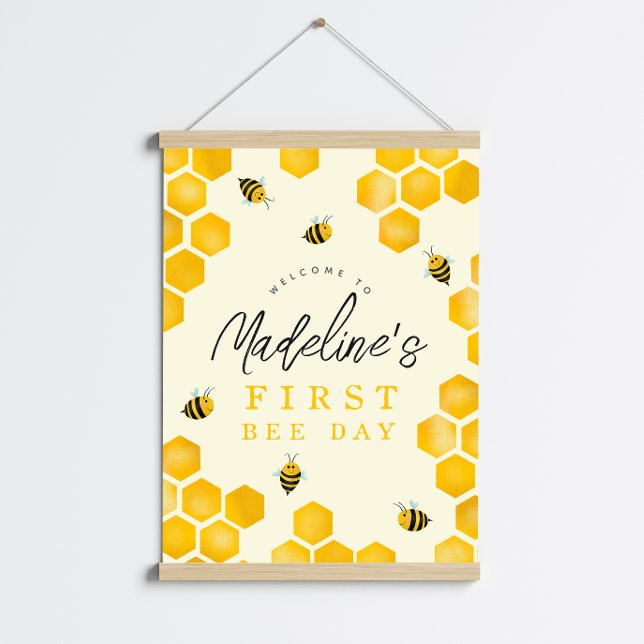 Summer First Bee Day 1st Birthday Welcome Sign (Creator Uploaded)