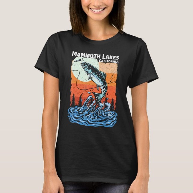 Summer Fishing Retro Sunset California Mammoth Lak T-Shirt (Front)