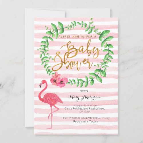 Summer Flamingo Baby Shower invitation