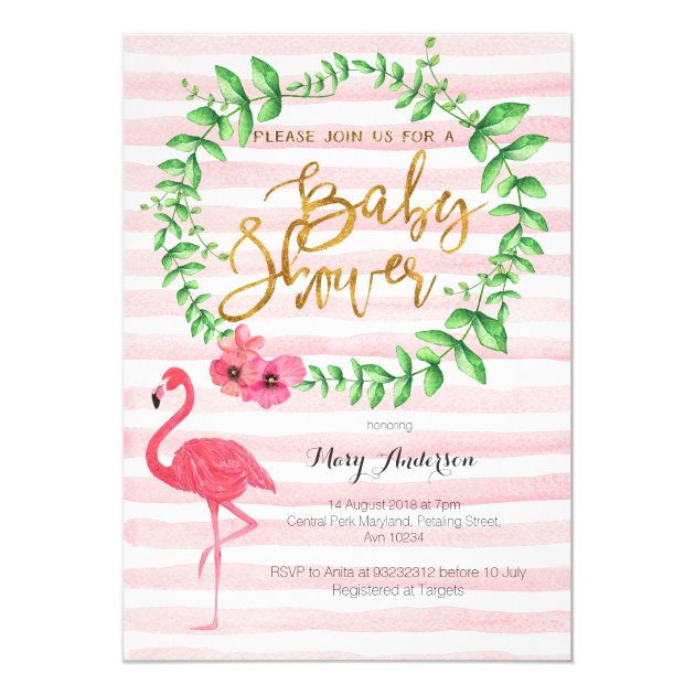 Summer Flamingo Baby Shower Invitation