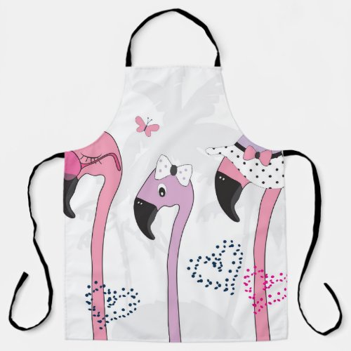 Summer Flamingo Beach Vintage Illustration Apron