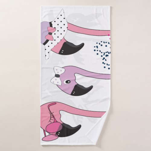 Summer Flamingo Beach Vintage Illustration Bath Towel
