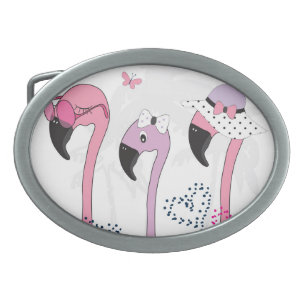 Summer Flamingo: Beach Vintage Illustration. Belt Buckle