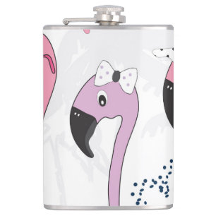 Summer Flamingo: Beach Vintage Illustration. Flask