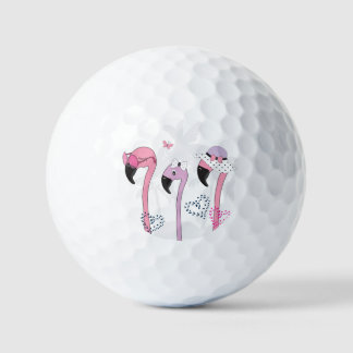 Summer Flamingo: Beach Vintage Illustration. Golf Balls