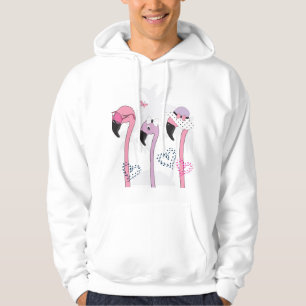 Summer Flamingo: Beach Vintage Illustration. Hoodie