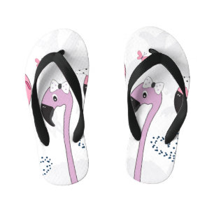 Summer Flamingo: Beach Vintage Illustration. Kid's Flip Flops