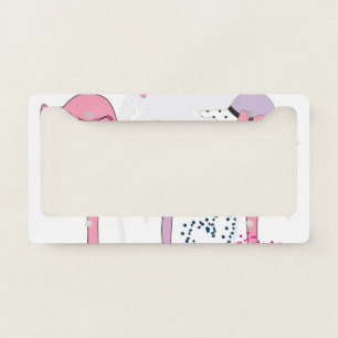 Summer Flamingo: Beach Vintage Illustration. License Plate Frame
