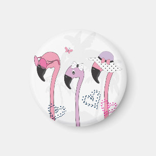Summer Flamingo: Beach Vintage Illustration. Magnet