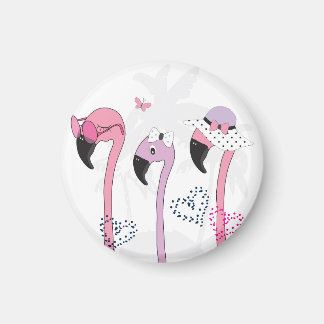 Summer Flamingo: Beach Vintage Illustration. Magnet