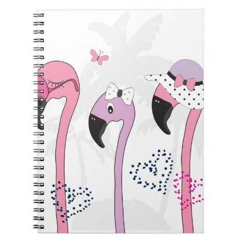 Summer Flamingo Beach Vintage Illustration Notebook