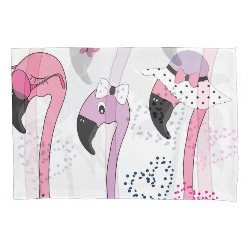 Summer Flamingo Beach Vintage Illustration Pillow Case