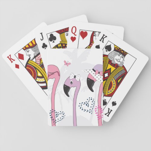 Summer Flamingo Beach Vintage Illustration Playing Cards