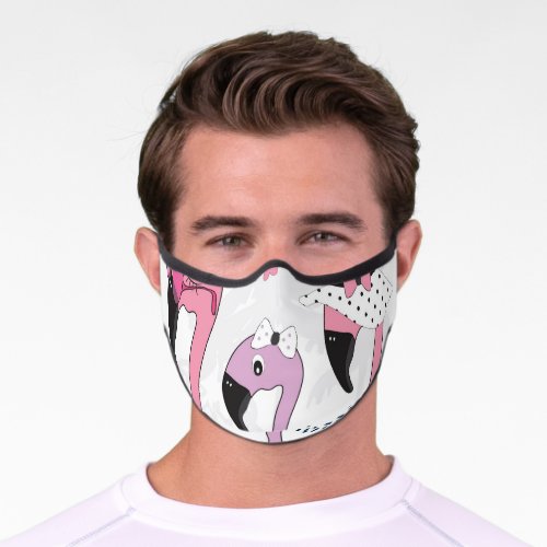 Summer Flamingo Beach Vintage Illustration Premium Face Mask