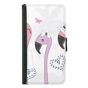 Summer Flamingo: Beach Vintage Illustration. Samsung Galaxy S5 Wallet Case