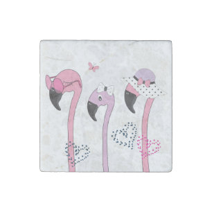 Summer Flamingo: Beach Vintage Illustration. Stone Magnet