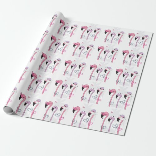 Summer Flamingo Beach Vintage Illustration Wrapping Paper