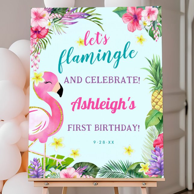 Summer Flamingo Birthday Party Welcome Sign (Summer Flamingo Birthday Party Welcome Sign)