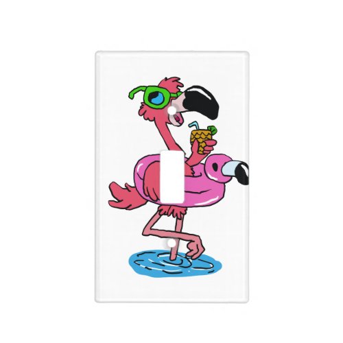Summer Flamingo cartoon  choose background color Light Switch Cover