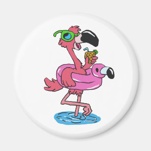 Summer Flamingo cartoon choose background color Magnet