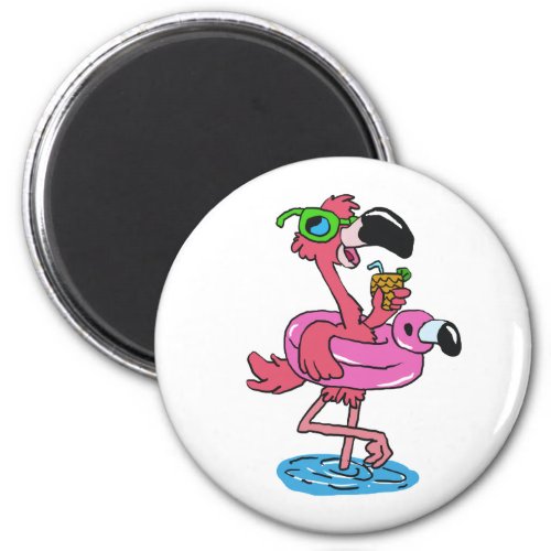 Summer Flamingo cartoon  choose background color Magnet