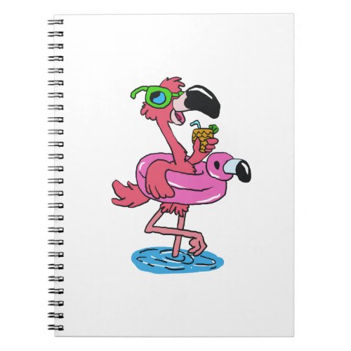 Summer Flamingo cartoon  choose background color Notebook