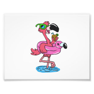 Summer Flamingo cartoon   choose background color Photo Print