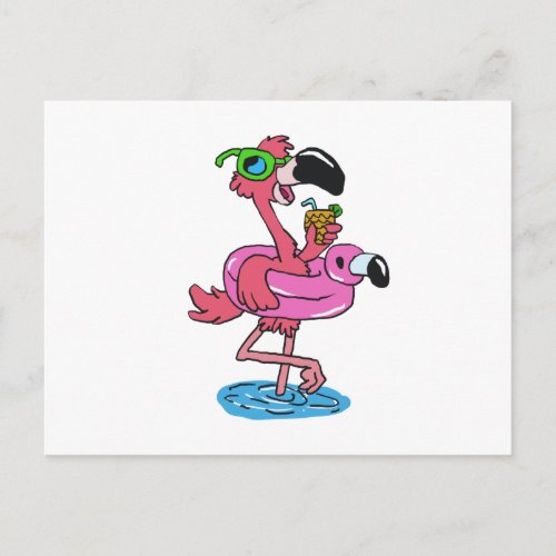 Summer Flamingo cartoon  choose background color Postcard