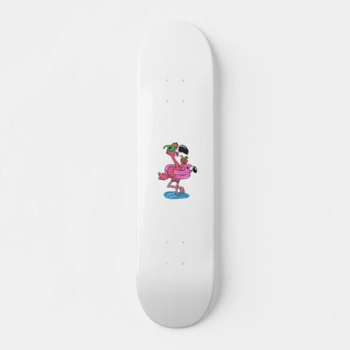 Summer Flamingo cartoon  choose background color Skateboard