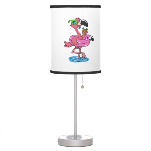 Summer Flamingo cartoon  choose background color Table Lamp