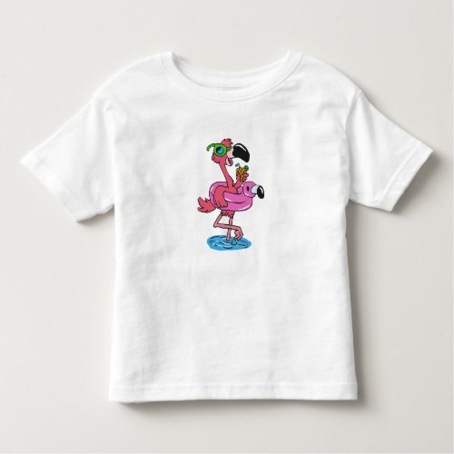 Summer Flamingo cartoon  choose background color Toddler T_shirt