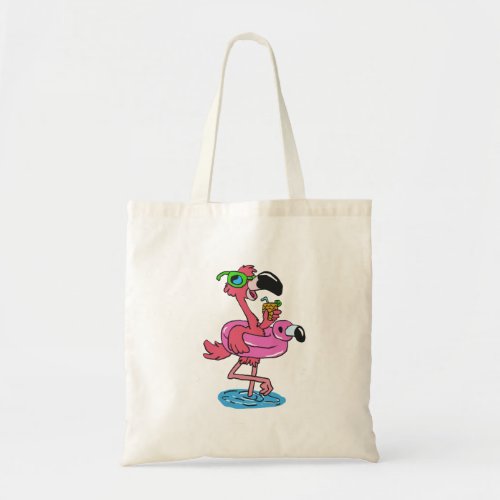 Summer Flamingo cartoon  choose background color Tote Bag