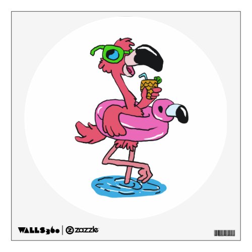 Summer Flamingo cartoon  choose background color Wall Decal