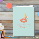 summer flamingo float kids birthday pool party card<br><div class="desc">flamingo pool float.  modern. fun. cute. modern. birthday party. pool party. summertime. pool time. personalized party products supplies. Happy Birthday personalized custom card. Digital instant downloadable. "YOU CAN ADD YOUR OWN TEXT".</div>