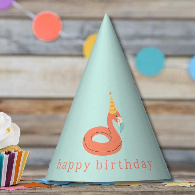 summer flamingo float kids birthday pool party hat (flamingo happy birthday pool party modern birthday party hat)