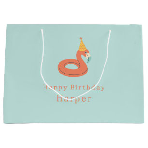 summer flamingo float kids birthday pool party large gift bag